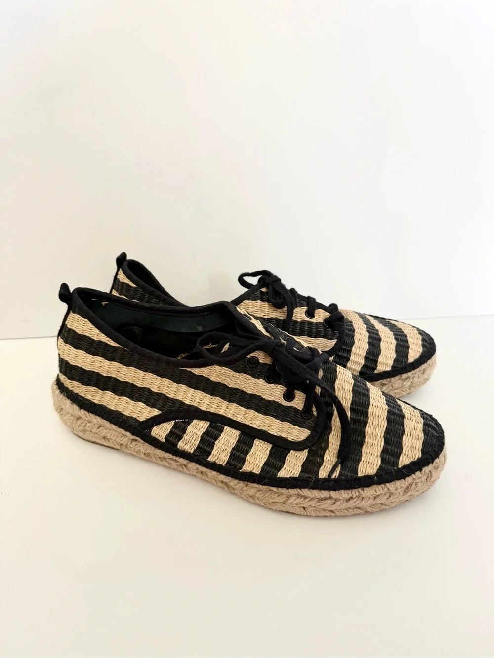Loeffler Randall Alfie Raffia Striped Platform Espadrille Size 10